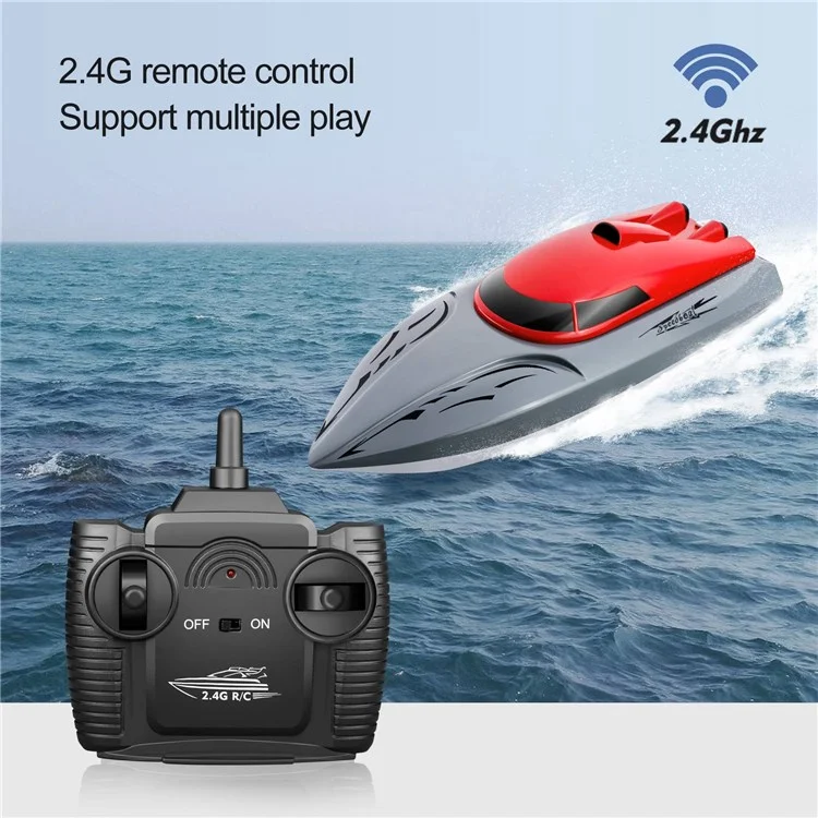 806 Crianças Adultas RC Boat 2,4 Ghz 18 Km/h de Controle Remoto de Brinquedos Subaquáticos, Com 1 Bateria - Vermelho