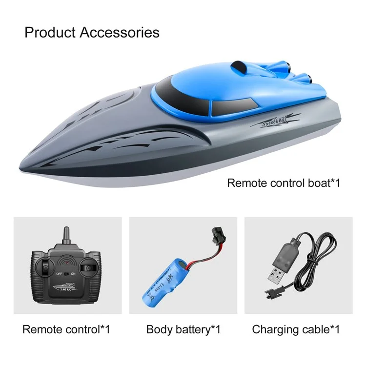 806 Crianças Adultas RC Boat 2,4 Ghz 18 Km/h de Controle Remoto de Brinquedos Subaquáticos, Com 1 Bateria - Vermelho