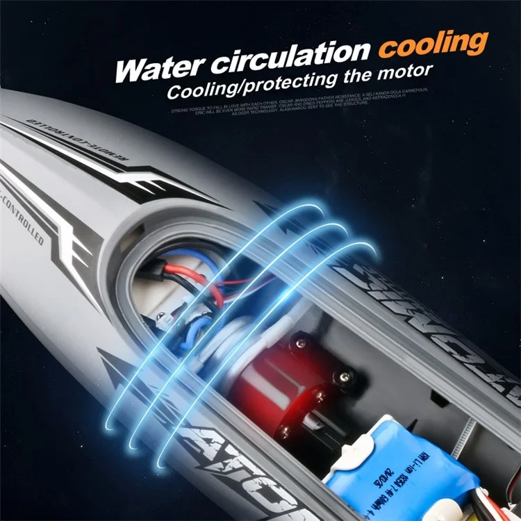 601 5-Channel 2.4GHz Remote Control Speedboat 30Km/h High-Speed Boat Water Cooling Capsize Recovery RC Boat for Adults and Kids (Dual Batteries) - Green