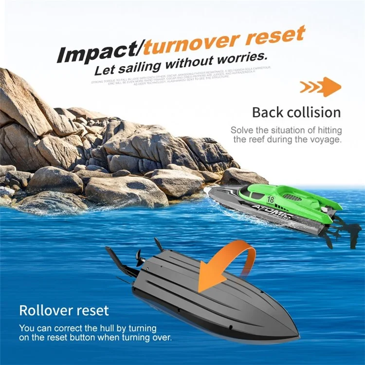 601 5-Channel 2.4GHz Remote Control Speedboat 30Km/h High-Speed Boat Water Cooling Capsize Recovery RC Boat for Adults and Kids (Dual Batteries) - Green