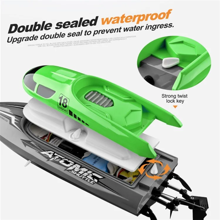 601 5-Channel 2.4GHz Remote Control Speedboat 30Km/h High-Speed Boat Water Cooling Capsize Recovery RC Boat for Adults and Kids (Dual Batteries) - Orange