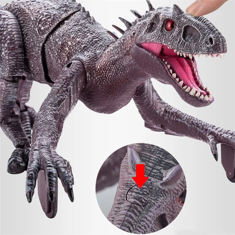SM190 2.4G 8 Kanal RC Laufender Dinosaurier Spielzeug für Kinder Simulation Tyrannosaurus Elektrischer Roboter Dinosaurier mit LED-Beleuchtung, Geräusche, Spray, Dinosaurier-Spielzeug für Jungen und Mädchen - Grau / Rot