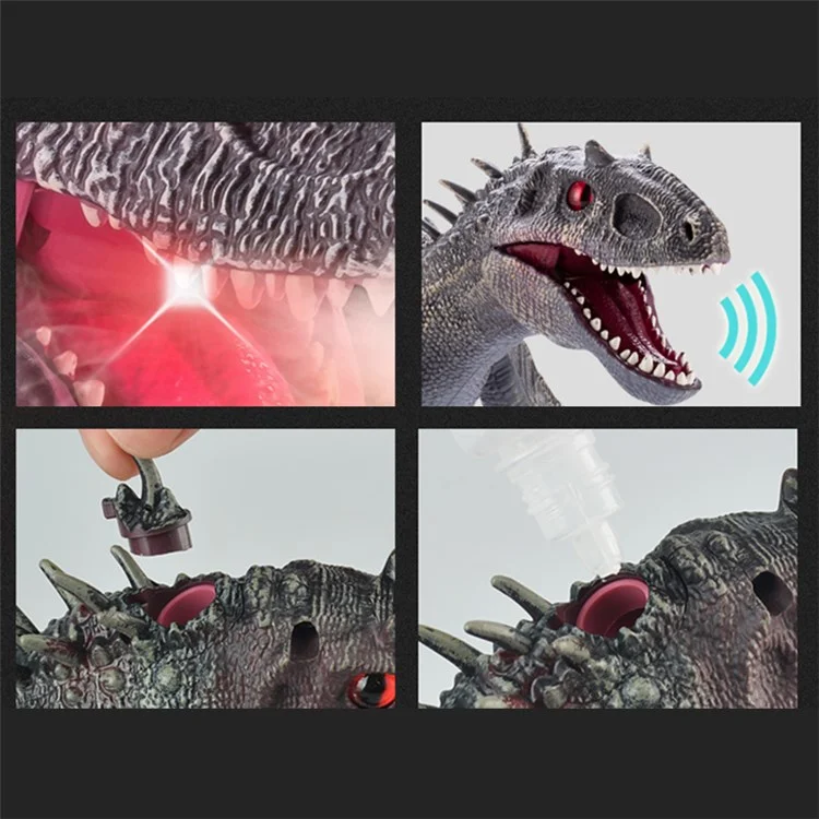 SM190 2.4G 8 Kanal RC Laufender Dinosaurier Spielzeug für Kinder Simulation Tyrannosaurus Elektrischer Roboter Dinosaurier mit LED-Beleuchtung, Geräusche, Spray, Dinosaurier-Spielzeug für Jungen und Mädchen - Grau / Rot