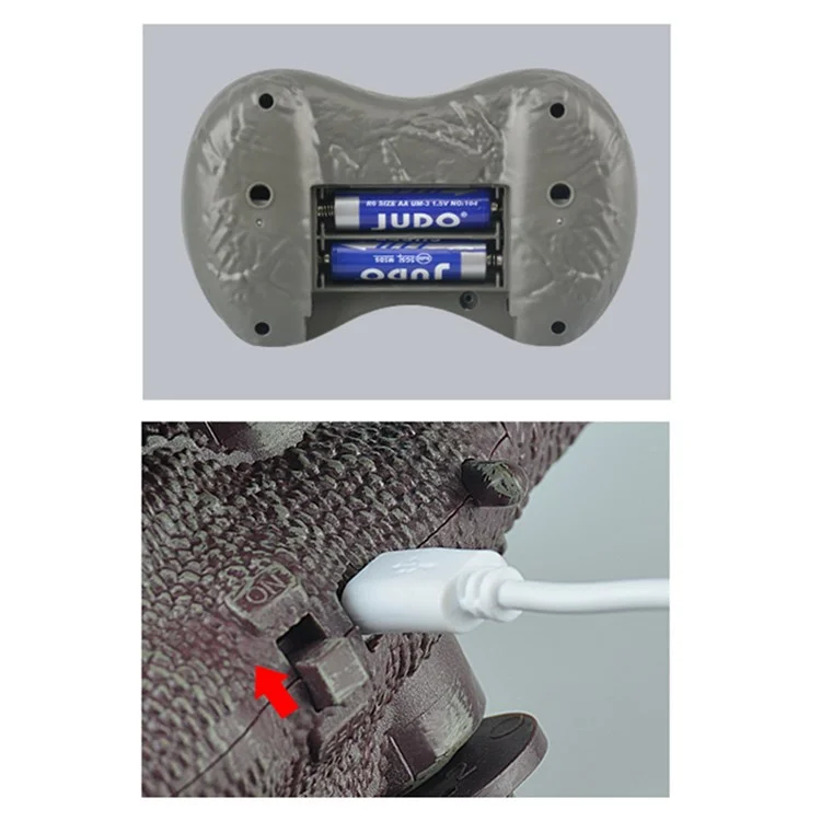 SM190 2.4G 8 Kanal RC Laufender Dinosaurier Spielzeug für Kinder Simulation Tyrannosaurus Elektrischer Roboter Dinosaurier mit LED-Beleuchtung, Geräusche, Spray, Dinosaurier-Spielzeug für Jungen und Mädchen - Grau / Rot