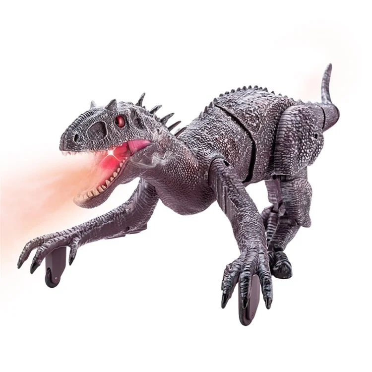 SM190 2.4G Brinquedo de Dinossauro Andante RC de 8 Canais para Crianças Simulação Tiranossauro Dinossauro Robô Elétrico com Luzes de LED, Sons, Jato, Brinquedos de Dinossauro para Meninos e Meninas - Cinza 