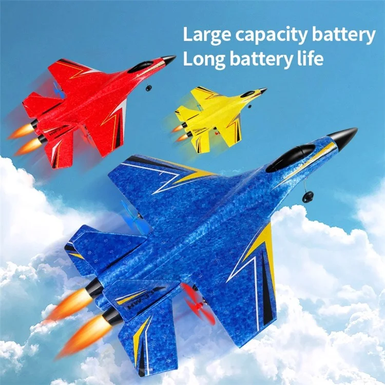HW33 Fixed Wing 6-Axis Gyro RC Aircraft EPP Foam Airplane with LED Lights Anti-Fall Aircraft Model Toy - Yellow