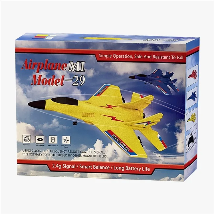 HW29 EPP Foam RC Aircraft Hand Throw Airplane with LED Lights Anti-Fall Aircraft Model Toy - Yellow