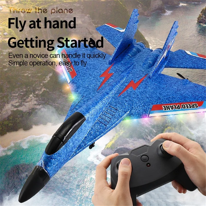 HW29 EPP Foam RC Aircraft Hand Throw Airplane with LED Lights Anti-Fall Aircraft Model Toy - Red