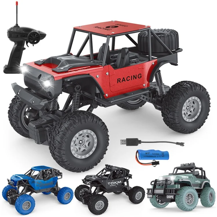 6086 1 / 18 20 km / h RC Alloy Car de 4 Canals Veículos Off-road Kids Remote Control Racing Car Brinquedo Com Luz - Azul