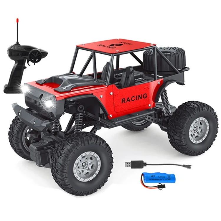 6086 1 / 18 20 km / h RC Alloy Car de 4 Canals Veículos Off-road Kids Remote Control Racing Car Brinquedo Com Luz - Azul