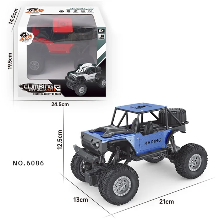 6086 1 / 18 20 km / h RC Alloy Car de 4 Canals Veículos Off-road Kids Remote Control Racing Car Brinquedo Com Luz - Azul