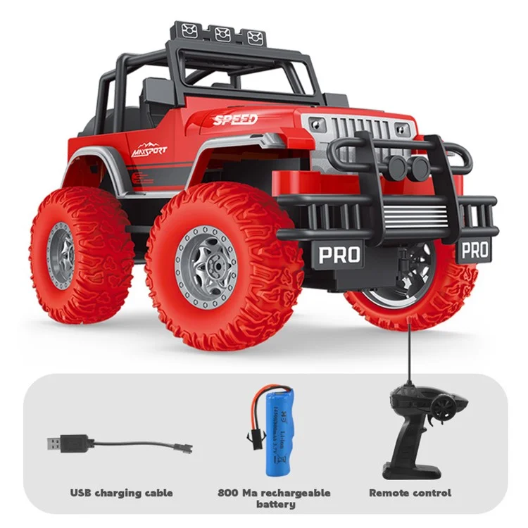 6085 1 / 18 Scale 20km / h RC Car 4-Channel Climbing Off-Road Vehicle Remote Control Racing Car Toy with Light for Kids - Red