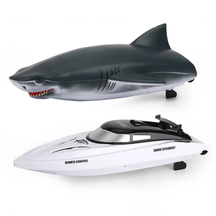 RH705 2 en 1 Jouet de bateau RC Stunt 2.4GHz Télécommande Requin Water Speed Boat Double Motor Powered