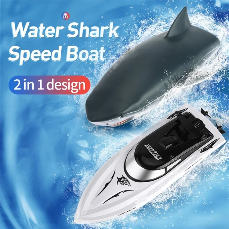 RH705 2 en 1 Jouet de bateau RC Stunt 2.4GHz Télécommande Requin Water Speed Boat Double Motor Powered
