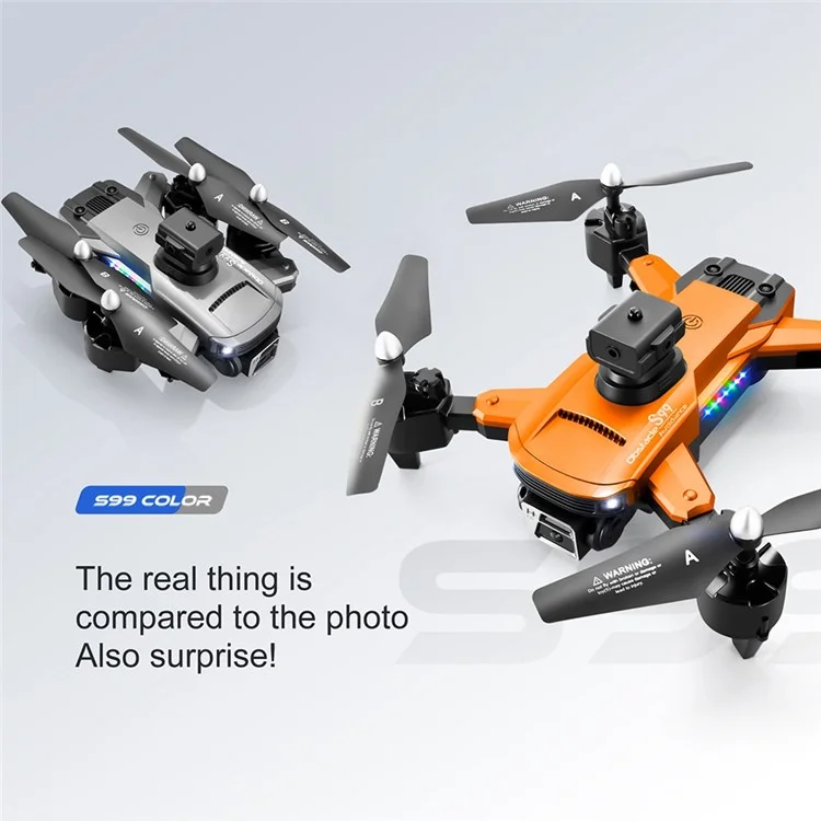 S99 2,4 Ghz 4CH Pliage Drone Optical Flow ESC Camera RC Aircraft With Marquee Light Remote Control 6 Axis Airplane Toy (version de Batterie Unique) - Gris Foncé