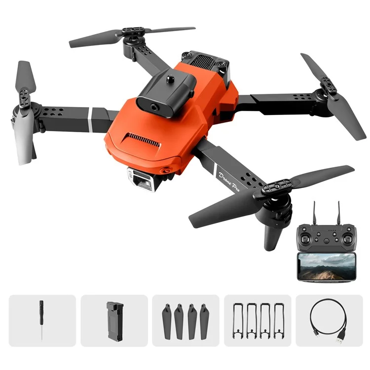 E100 HD Dual 4K Cameras RC Drone Remote Control Quadcopter with Long Flight Time One Key Off / Landing - Orange
