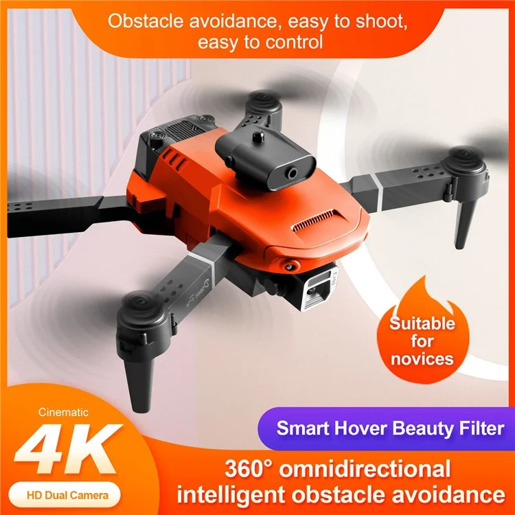 E100 HD Dual 4K Cameras RC Drone Remote Control Quadcopter with Long Flight Time One Key Off / Landing - Orange