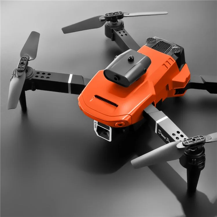 E100 Пульт Дистанционного Управления RC Drone Foldable Четырехстороннего Препятствия Для Избегания Препятствий Smart Hover RC Quadcopter (без Камеры) - Апельсин