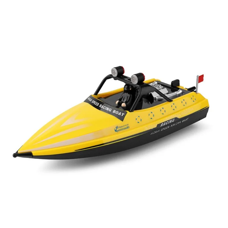 WLTOYS WL917 High-Speed Racing Boat Remote Control Competitive Boat with Lights, Propeller 16Km / h Speedboat Model Toy for Kids - Yellow
