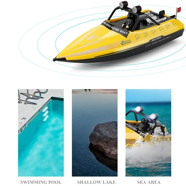 WLTOYS WL917 High-Speed Racing Boat Remote Control Competitive Boat with Lights, Propeller 16Km / h Speedboat Model Toy for Kids - Yellow