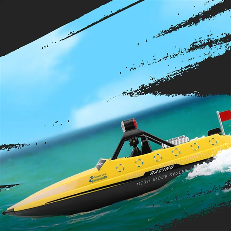 WLTOYS WL917 High-Speed Racing Boat Remote Control Competitive Boat with Lights, Propeller 16Km / h Speedboat Model Toy for Kids - Yellow