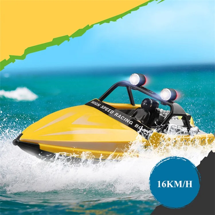 WLTOYS WL917 High-Speed Racing Boat Remote Control Competitive Boat with Lights, Propeller 16Km / h Speedboat Model Toy for Kids - Yellow
