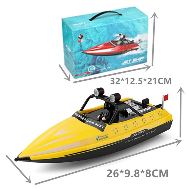 WLTOYS WL917 High-Speed Racing Boat Remote Control Competitive Boat with Lights, Propeller 16Km / h Speedboat Model Toy for Kids - Yellow