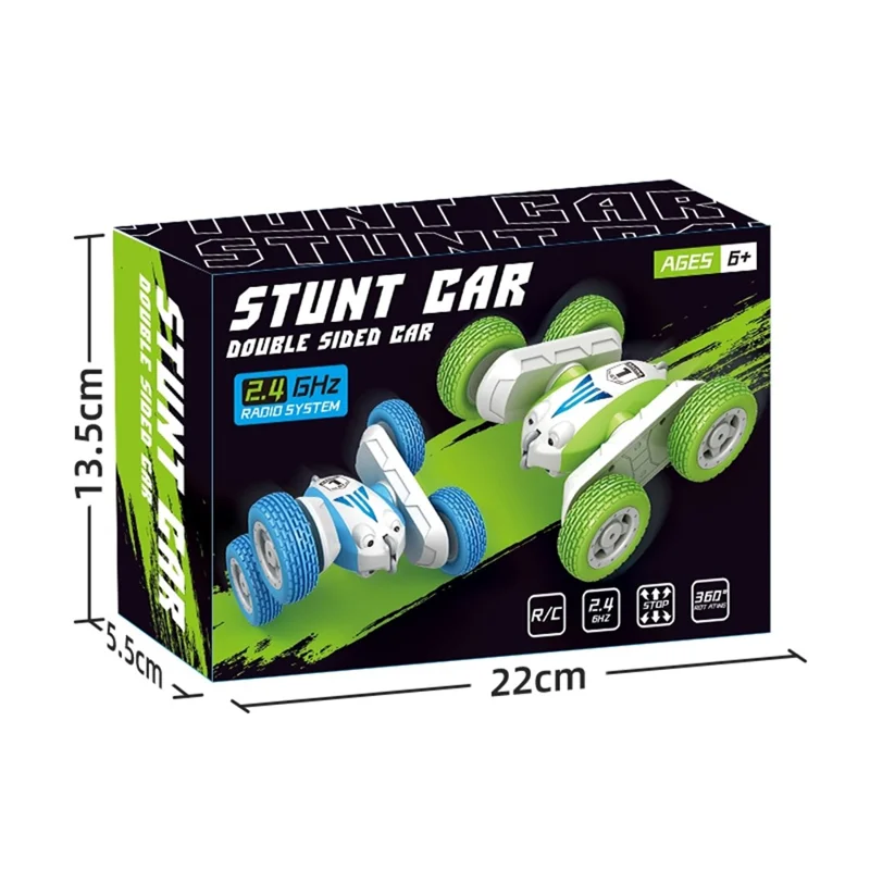 GT1 Mini 2.4G RC Car Double-Sided Stunt Drift Rolling Remote Control Off-road Car Children Boys Toy - Green