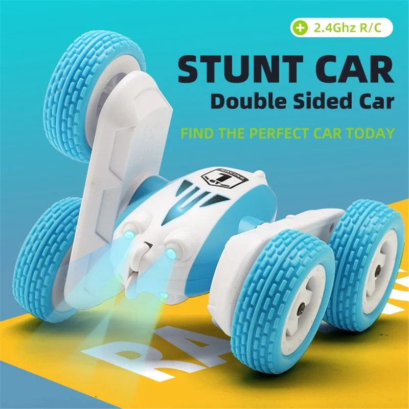 GT1 Mini 2.4G RC Car Double-Sided Stunt Drift Rolling Remote Control Off-road Car Children Boys Toy - Green