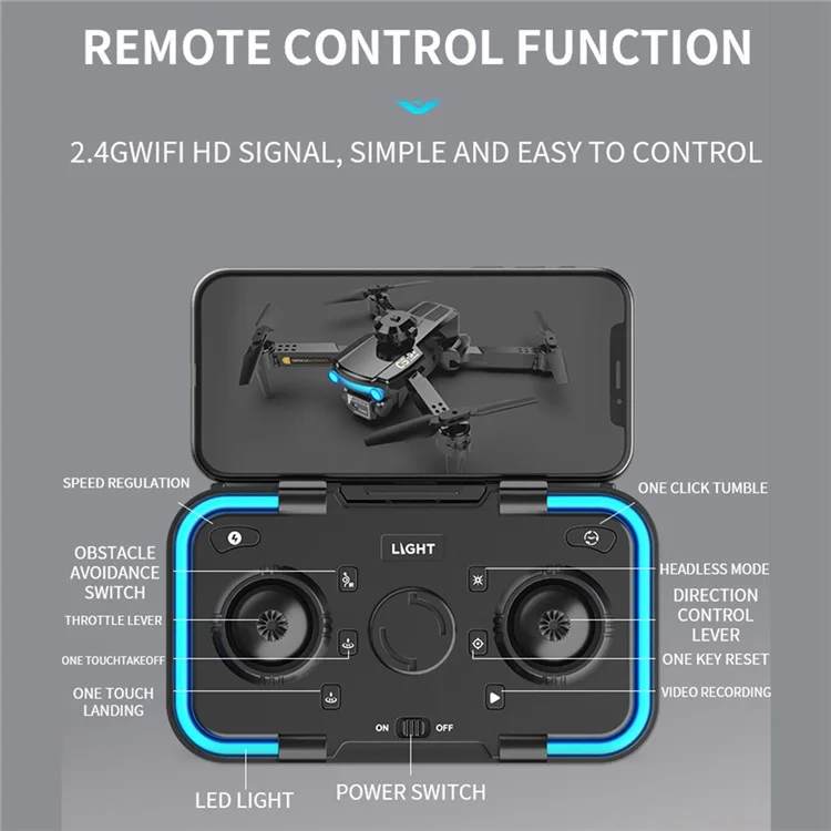 CS9 Single-Lens Foldable RC Drone 4-Axis Camera Quadcopter with Altitude Hold, Headless Mode, One-Key Return, Speed Adjustment - Black