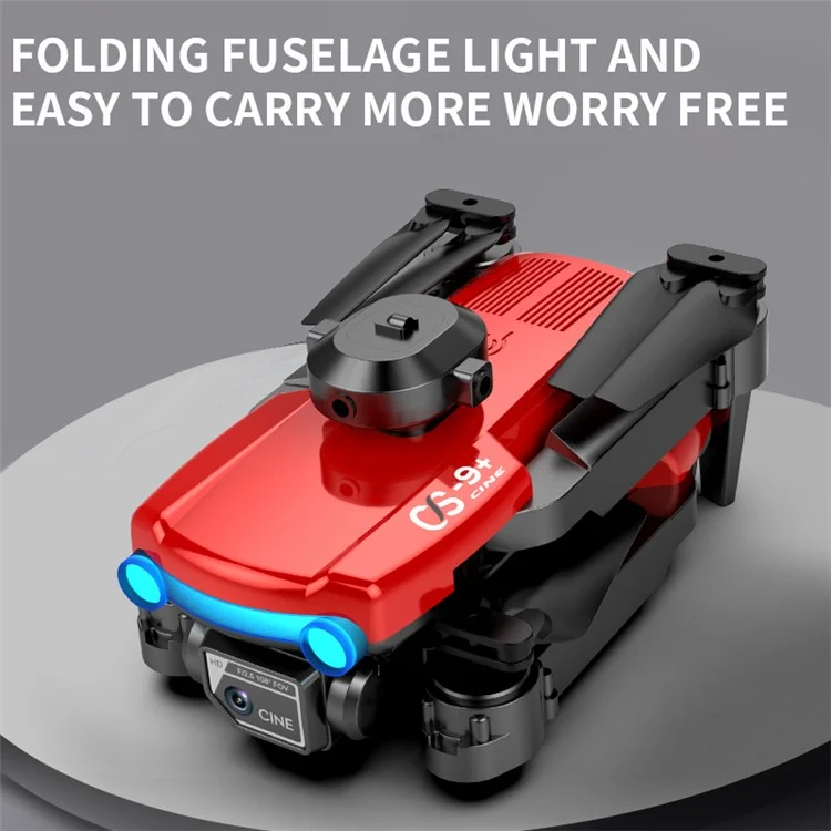 CS9 Dual-Lens Foldable RC Drone Intelligent Obstacle Avoidance 4-Axis RC Quadcopter Remote Control UAV - Red