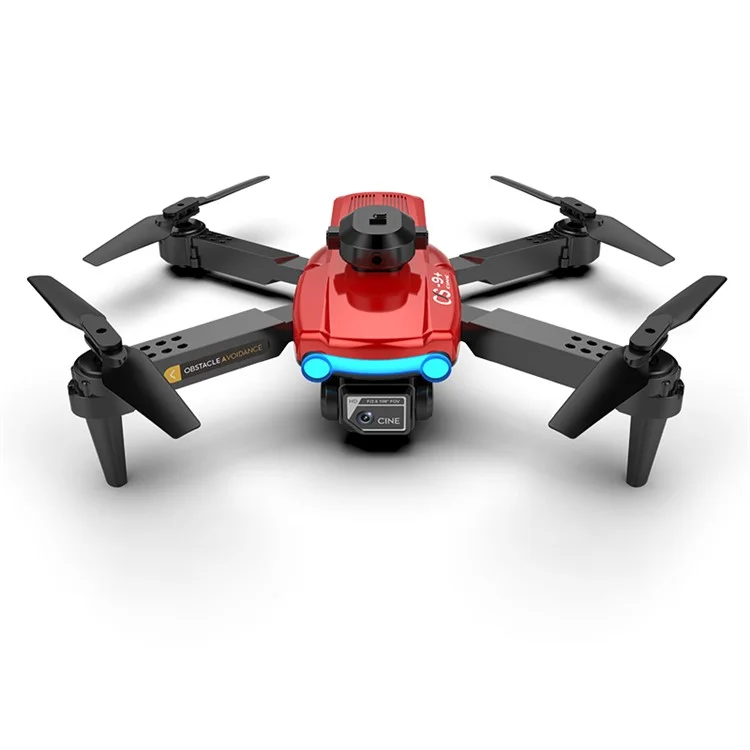 CS9 Dual-Lens Foldable RC Drone Intelligent Obstacle Avoidance 4-Axis RC Quadcopter Remote Control UAV - Red