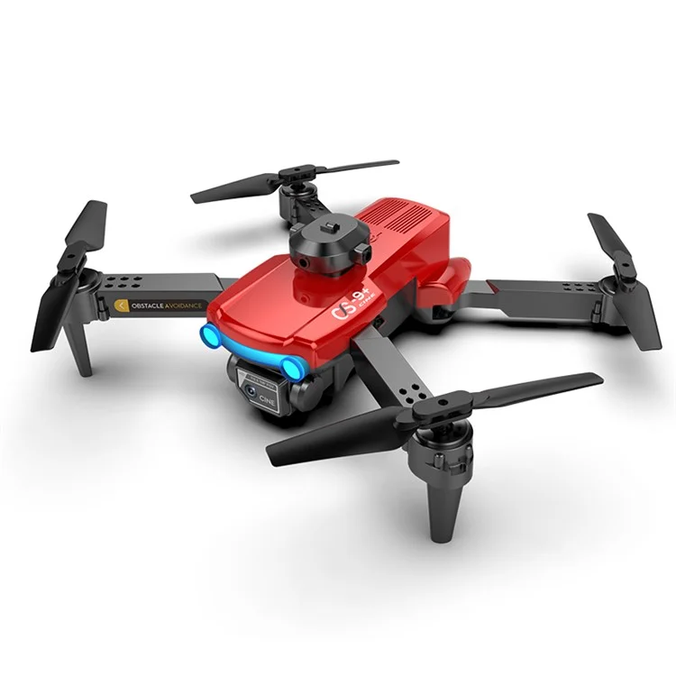 CS9 Dual-Lens Foldable RC Drone Intelligent Obstacle Avoidance 4-Axis RC Quadcopter Remote Control UAV - Red
