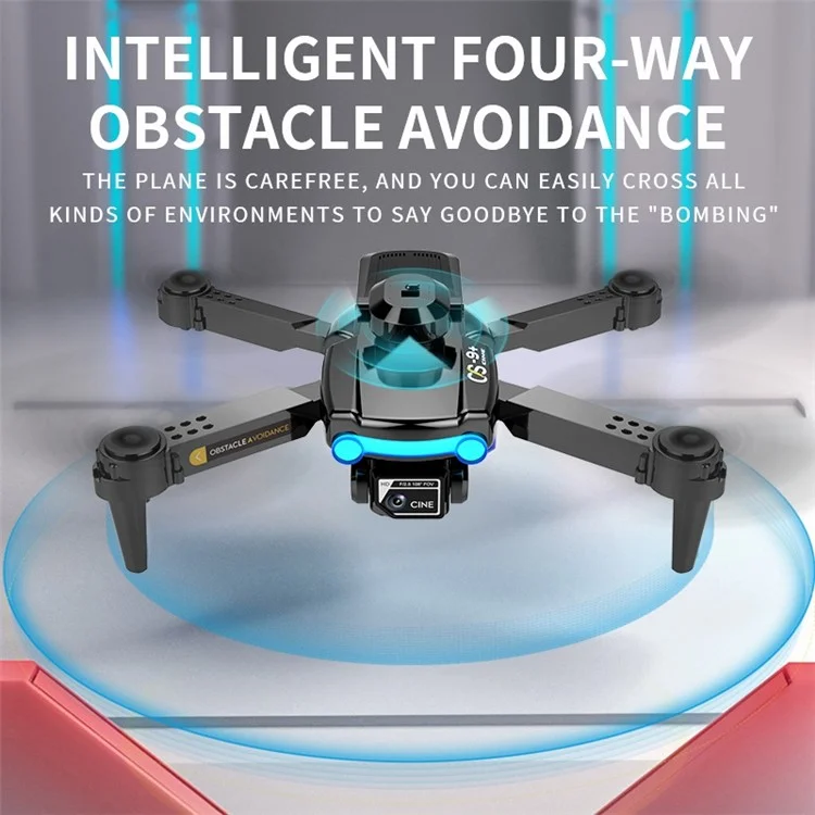 CS9 Dual-Lens Foldable RC Drone Intelligent Obstacle Avoidance 4-Axis RC Quadcopter Remote Control UAV - Red