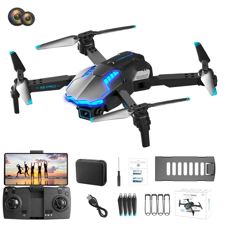 X6 Pro Dual-Lens RC Quadcopter Optical Flow Positionnement Intelligent 3 Voies Évitement du Drone RC Avec Fonction de Survol Intelligent