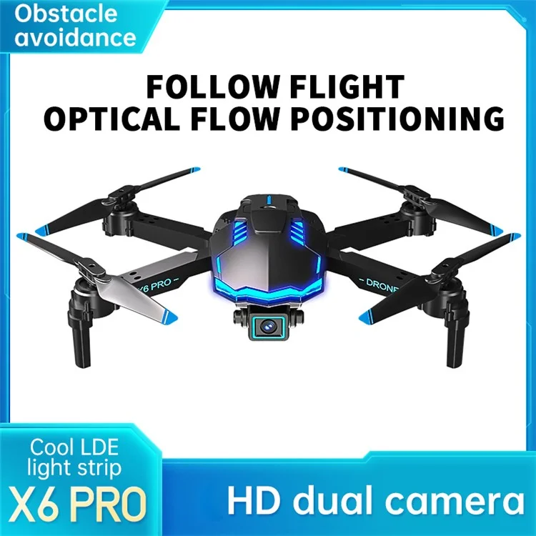 X6 PRO Dual-Lens RC Quadcopter Optical Flow Positioning Intelligent 3-Way Obstacle Avoidance RC Drone with Smart Hover Function