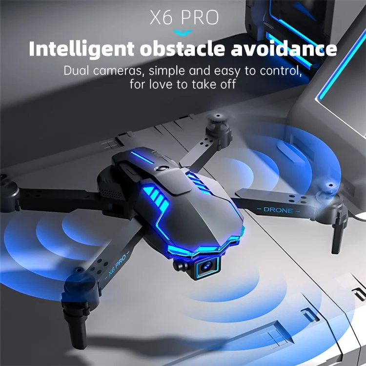 X6 Pro Dual-Lens RC Quadcopter Optical Flow Positionnement Intelligent 3 Voies Évitement du Drone RC Avec Fonction de Survol Intelligent