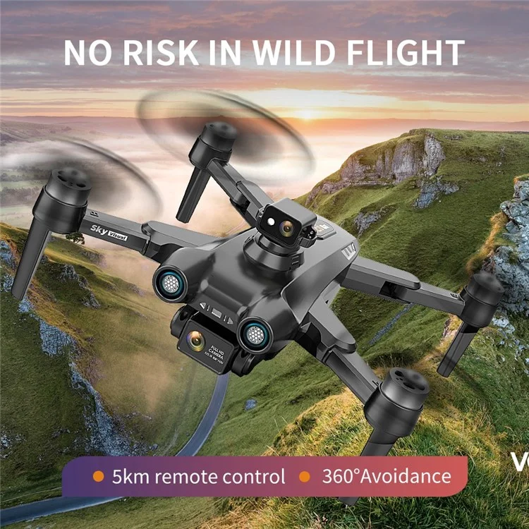 AE6 Max 360 Grado Evitación de Obstáculos RC Quadcopter sin escobillas de 4 Ejes HD Dual-Lente Plegable RC Drone con Control Remoto - Negro 