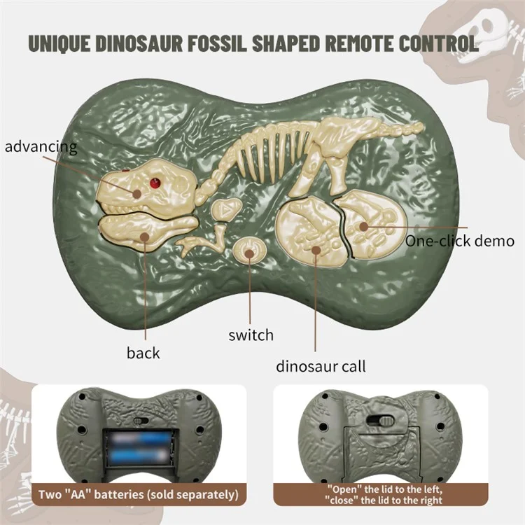 YT6699 2.4g RC Walking Dinosaur Robot Jouet Télécommande LED Musique Légère Émulation Animal Enfants Toy - Argent / Bleu