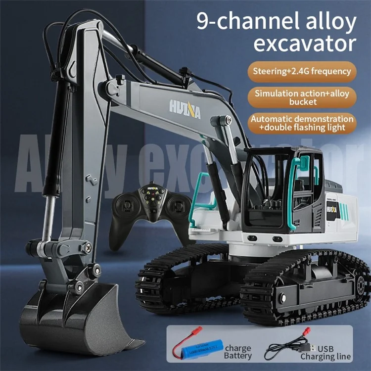 Huina 1: 24 Scale 9 Каналов Дистанционное Управление Детское Моделирование RC Excavator Toy Hobby Строительное Автомобиль Строительный Автомобиль Детский Подарок