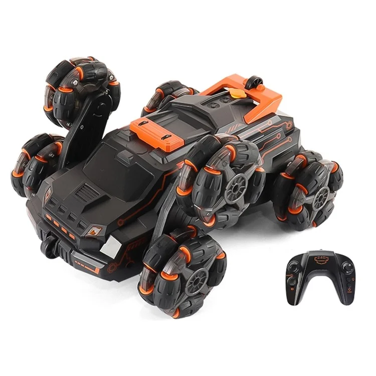 JJRC JC03 Children 4WD 2.4GHz RC Car 360-Degree Rotating Stunt Car Electric Vehicle Toy with Light / Spray Fog Function - Orange