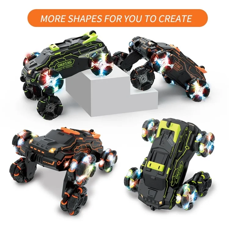 JJRC JC03 Children 4WD 2.4GHz RC Car 360-Degree Rotating Stunt Car Electric Vehicle Toy with Light / Spray Fog Function - Orange