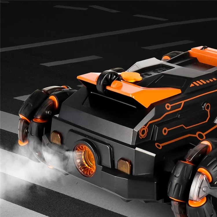JJRC JC03 Children 4WD 2.4GHz RC Car 360-Degree Rotating Stunt Car Electric Vehicle Toy with Light / Spray Fog Function - Orange