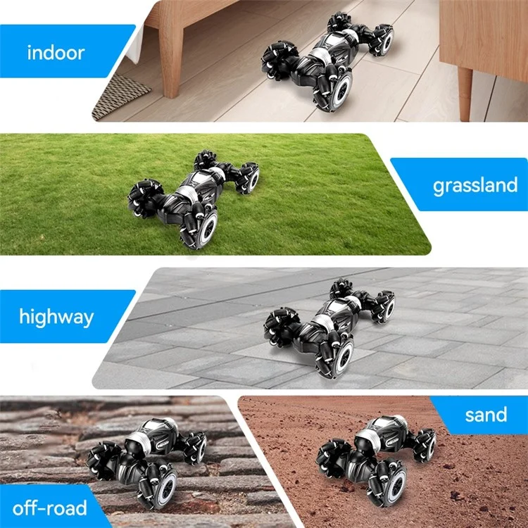JJRC Q107 4WD 2.4GHz Lateral Twisting Car RC 360-Degree Rotating Stunt Car Electric Vehicle Toy with Light for Kids