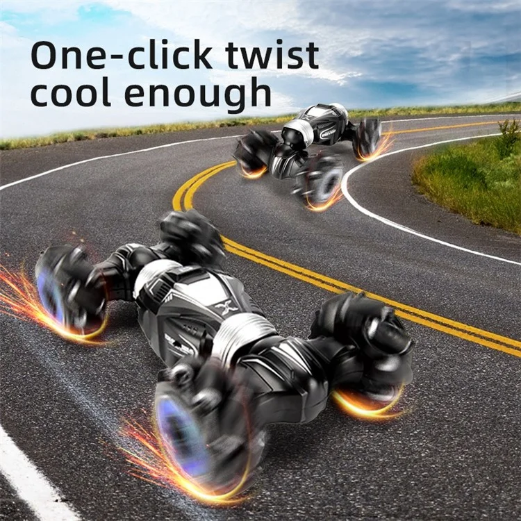 JJRC Q107 4WD 2.4GHz Lateral Twisting Car RC 360-Degree Rotating Stunt Car Electric Vehicle Toy with Light for Kids