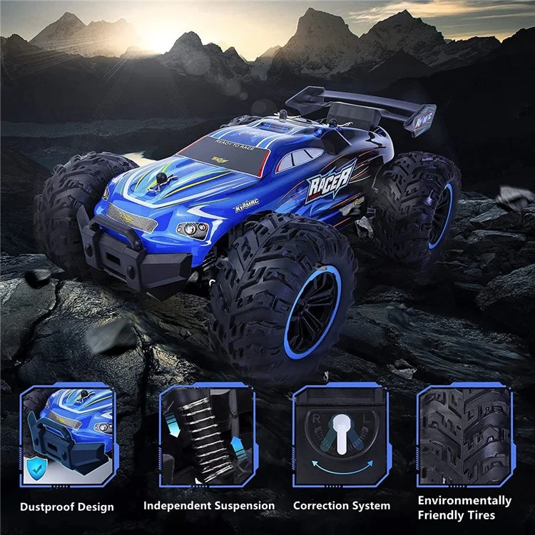 KYAMRC KY-1820A 1:18 2.4G Fuoristrada radiocomandato con pneumatici in gomma, ammortizzatore a sospensione, auto giocattolo per bambini - Blu