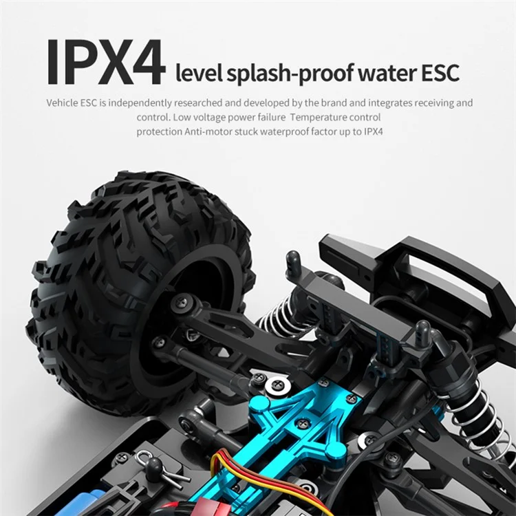 JJRC Q117-A 2.4G 1 / 16 4WD Off-Road Vehicle 70 Km / h High-Speed Climbing Car IPX4 Splash-Proof ESC RC Car with LED Headlights - Green