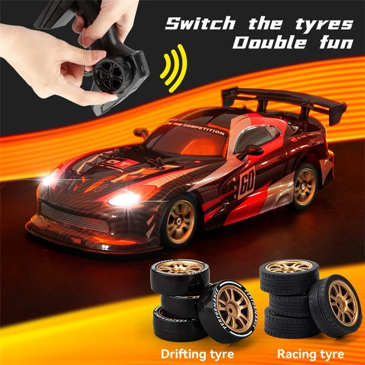 JJRC Q116 1/16 16 Km/h Dodge Drifting Car 2.4GHz 4WD RC Racing Car avec Éclairage Avant/Arrière - Noir
