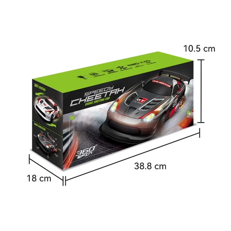 JJRC Q116 1/16 16 Km/h Dodge Drifting Car 2.4GHz 4WD RC Racing Car avec Éclairage Avant/Arrière - Noir