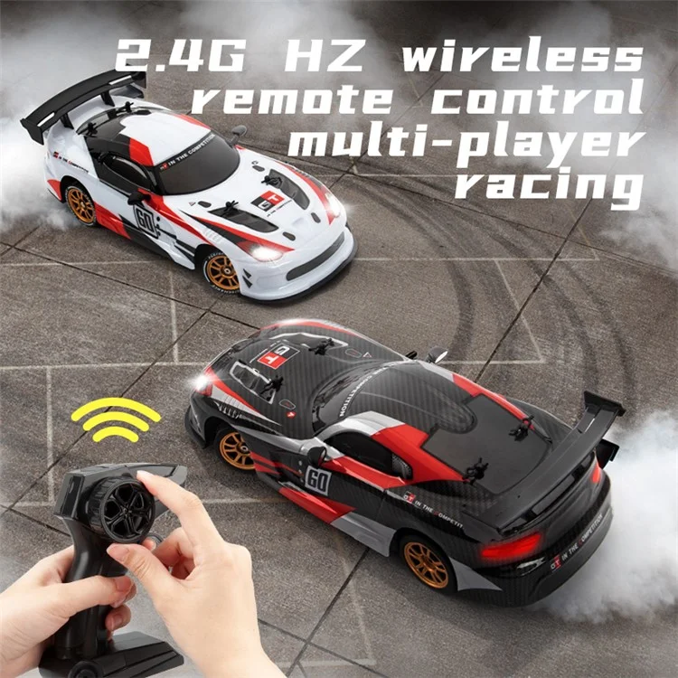JJRC Q116 1/16 16 Km/h Dodge Drifting Car 2.4GHz 4WD RC Racing Car avec Éclairage Avant/Arrière - Noir